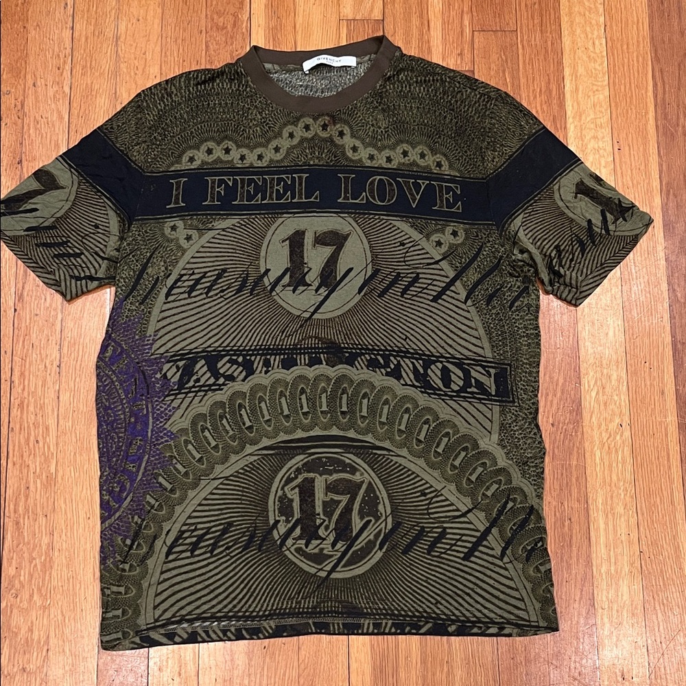Givenchy Olive and Black Graphic Tee